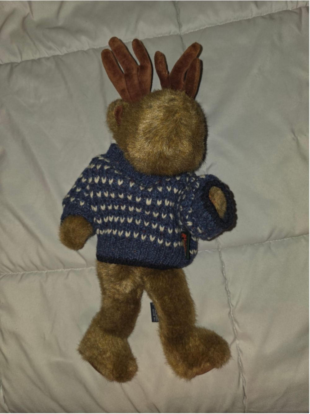 Vintage Boyds J.B. Bean Moose Plush ALPS Hand Knit Wool Sweater USA 13"
